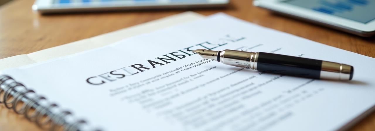 Professionelles Dokument mit einem Füllfederhalter auf einem modernen Bürotisch